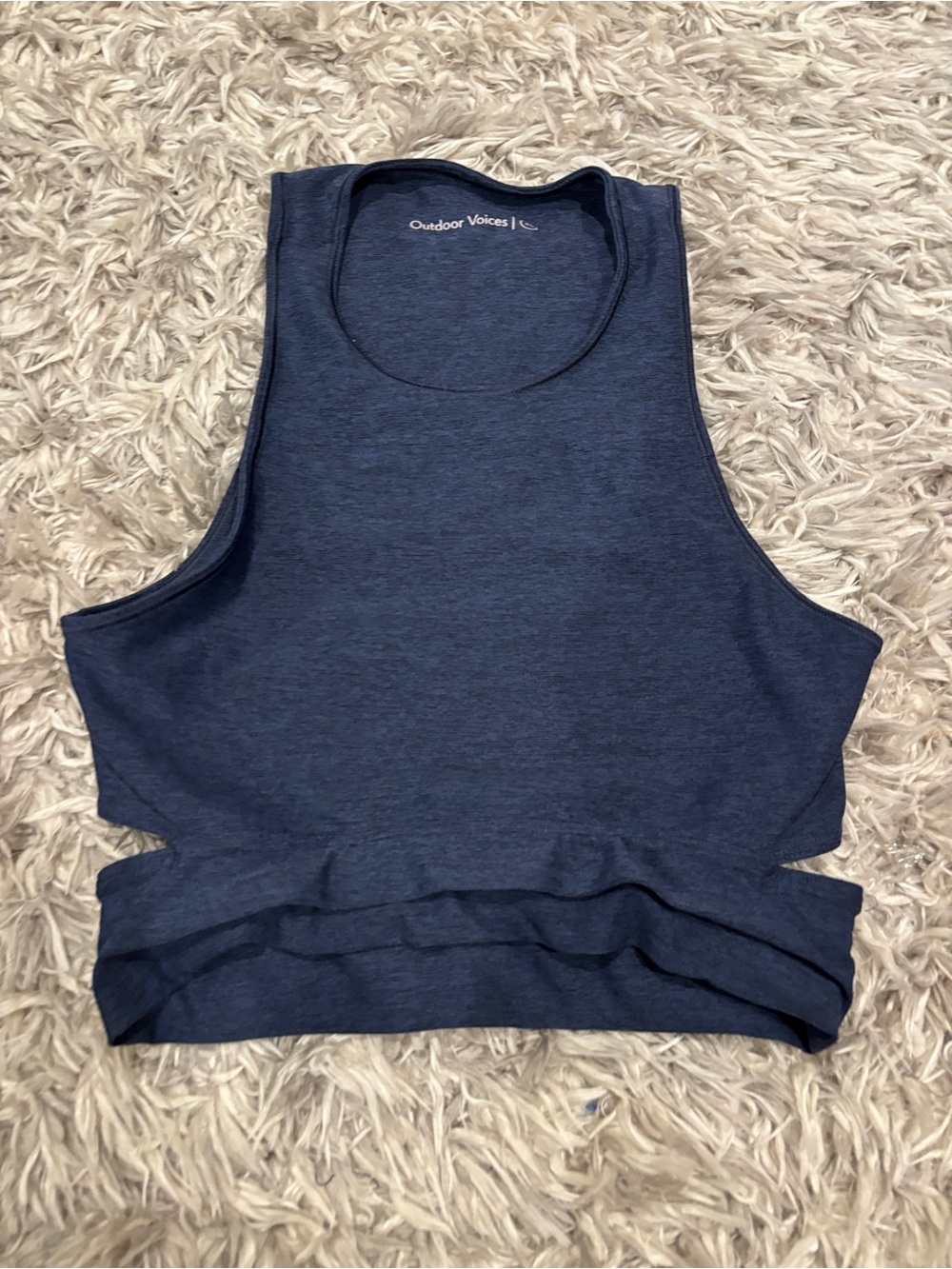 Outdoor Voices Slashback Crop Sport Top Blue Heather XS